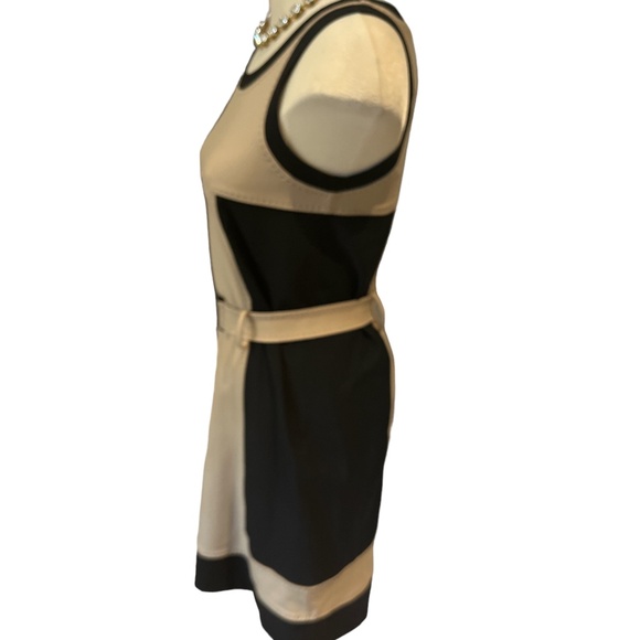 FENDI Authentic Dress Eu Size 42 Camel & Black Knee Length Belted Exposed Stitch - Picture 3 of 10